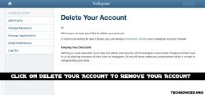 Click On "Delete Your Account" To Remove Your Account
